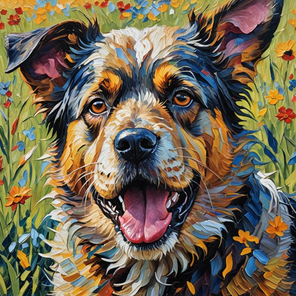 Dog Portrait in Expressionist Neo-Impressionism Style
