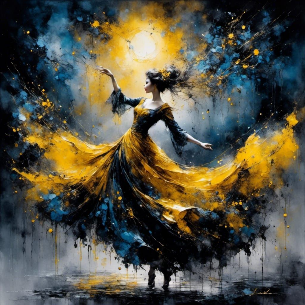 Spirits Dancing in the Night: Oil Painting Style