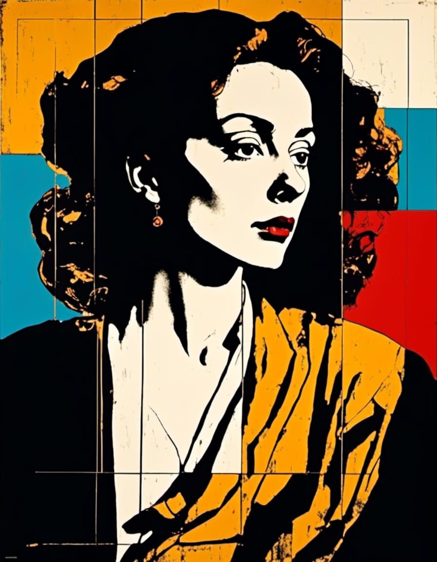 Neo-Expressionist Woman Altarpiece in Pop Art Style