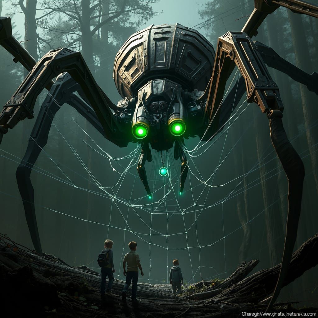 Mechanical Spider Weaving Web to Protect Children