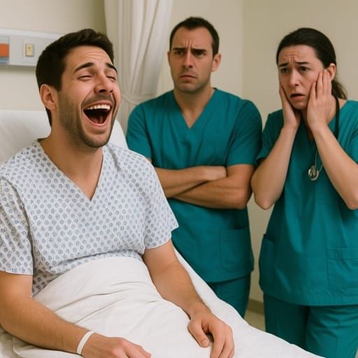 Man Laughing in Hospital: A Moment of Dark Humor