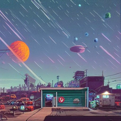 Edge of Space Shantytown in Hyperdetailed Style