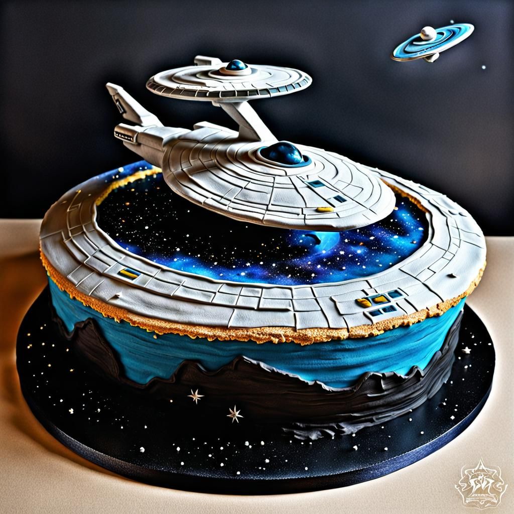 Star Trek Enterprise Cake Flies Through Space