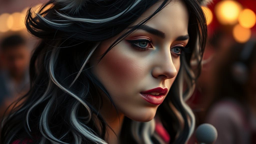 Surreal Kitsune Bard in Vibrant Festival Atmosphere, in Impr...