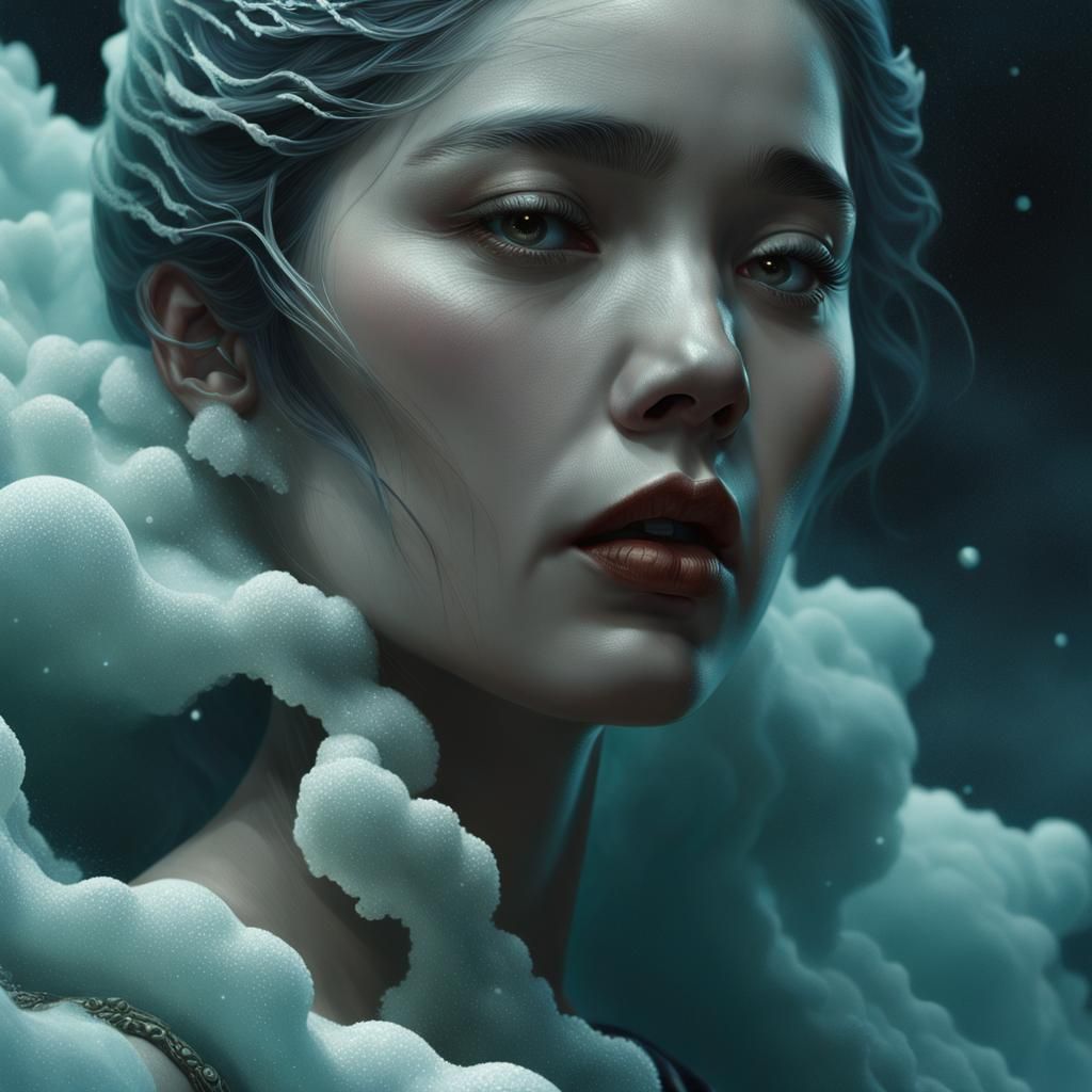 Woman Turns to Sea Foam: Macabre Digital Art