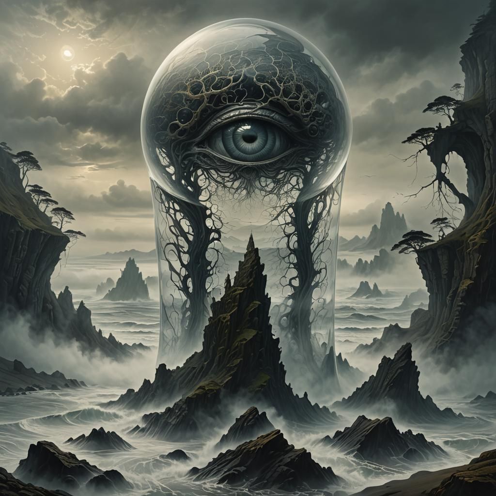 Eerie Surrealism: Glass 'A' in Dark Fantasy Biomechanics