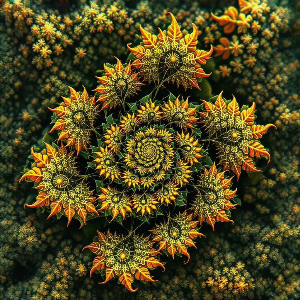 Barnsley Fern Fractal Art in Vivid Digital Style