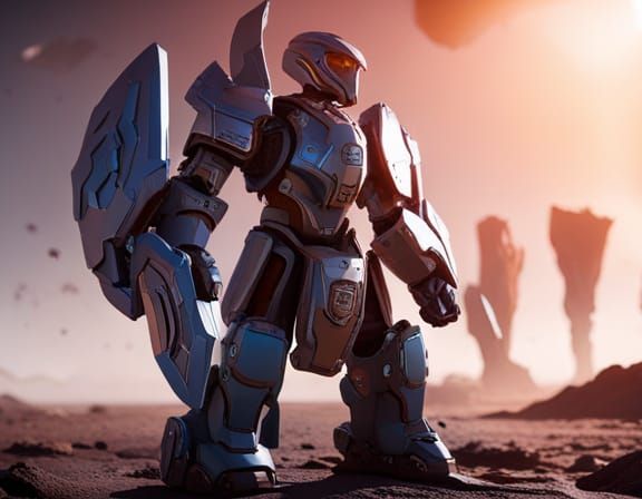 Asgardian MechaThor with Axe in Sci-Fi Style