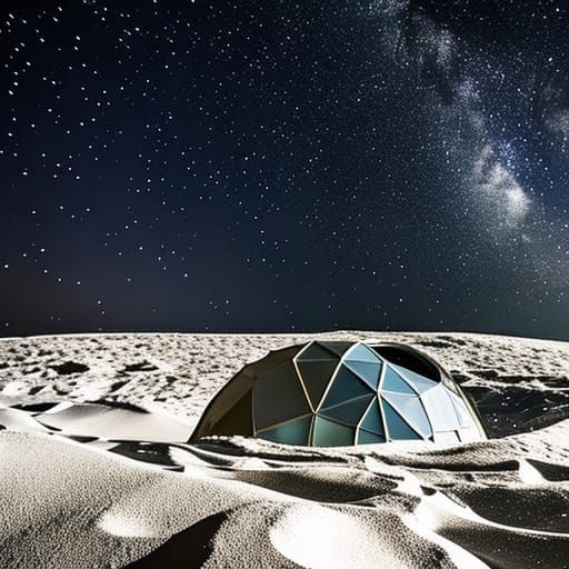 Earth at Night From Moon Colony Dome