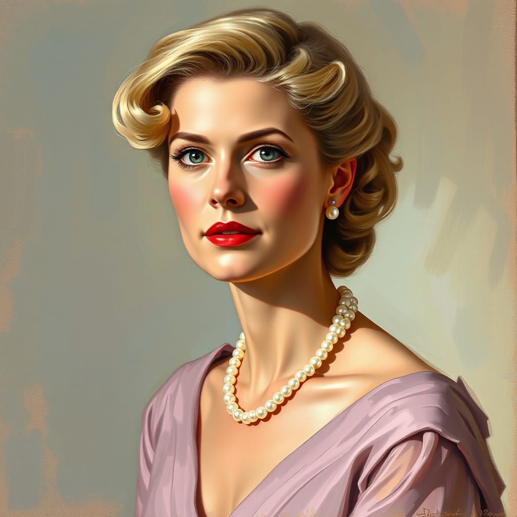 Elegant Grace Kelly Portrait in Impressionist Style
