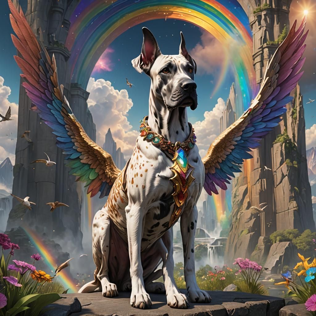 Fawn Great Dane Angel on Rainbow Bridge