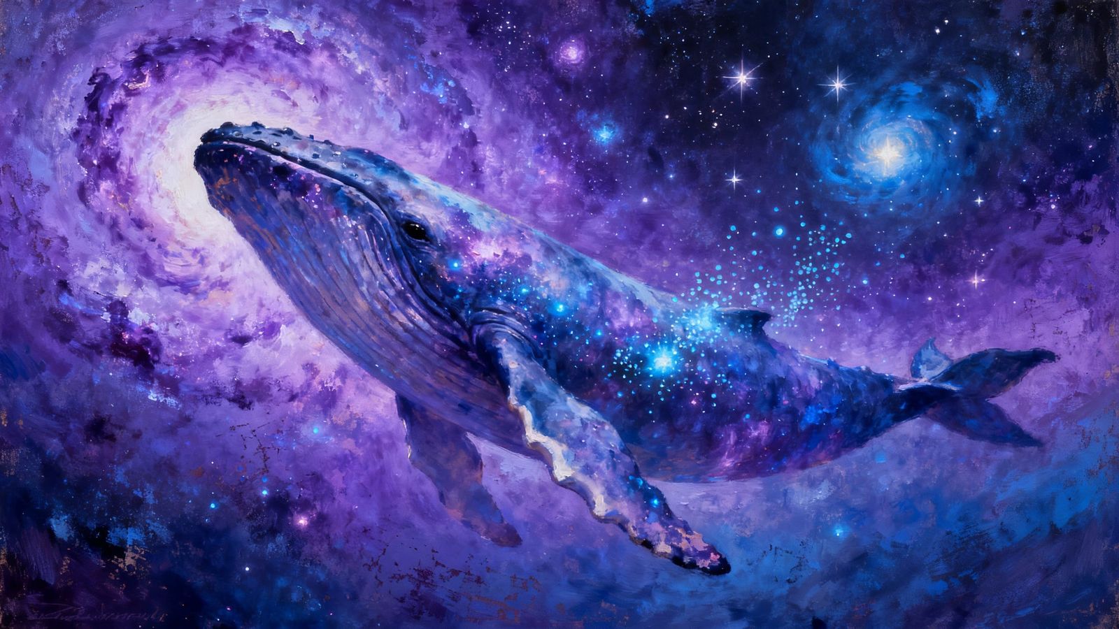 Space Whale Nebula Swirls in Cosmic Ocean