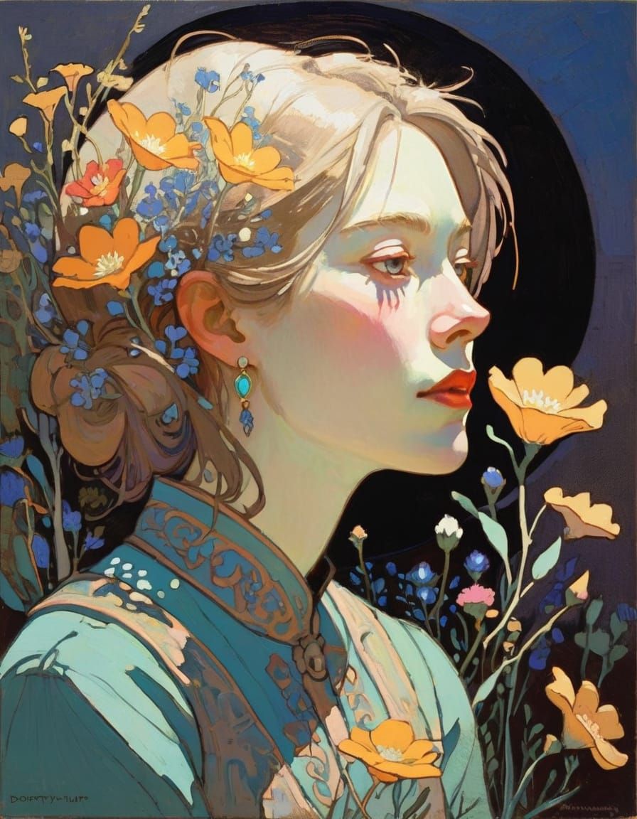 Vibrant Alpine Landscape in Whimsical Style