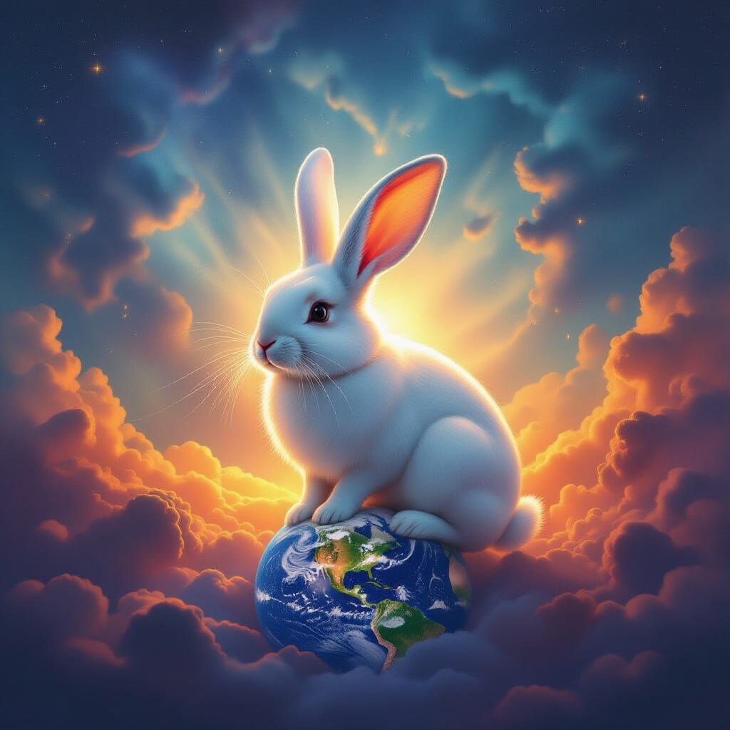 Colossal Rabbit Envelops World in Cosmic Glow