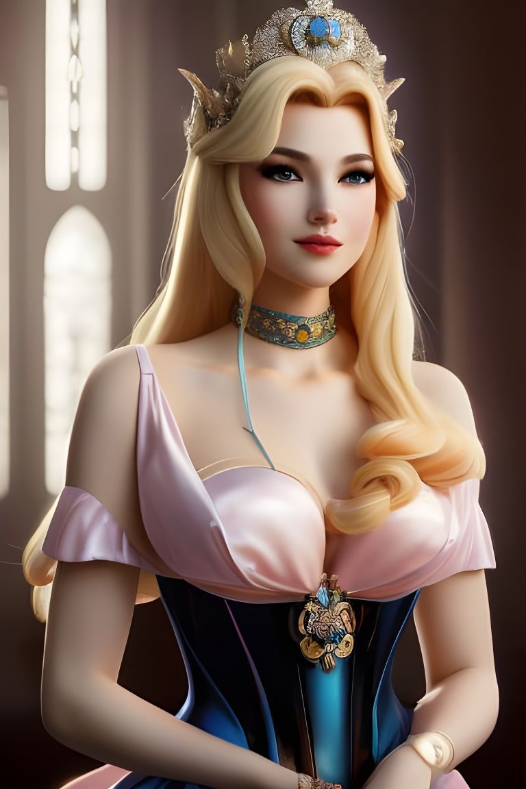 Princess Peach Portrait in Artgerm and Mucha Style