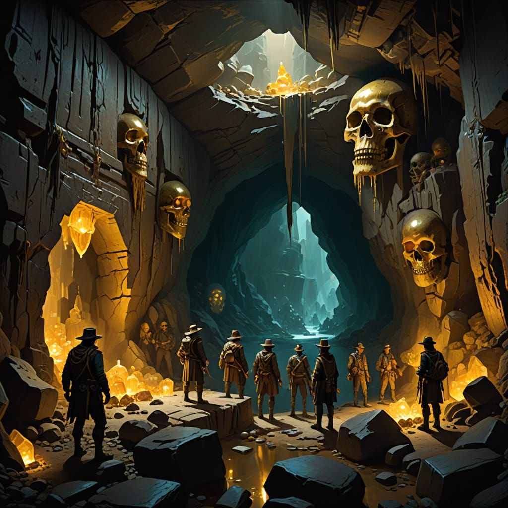 Underground Cavern with Crystal Skull Treasure