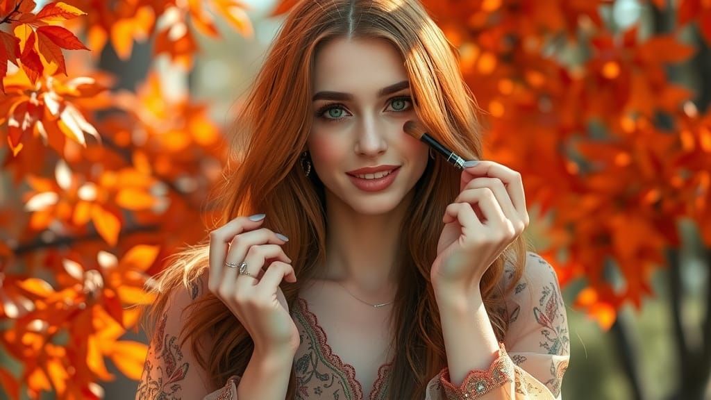 Autumnal Tattoo Artist in a Dreamlike Landscape