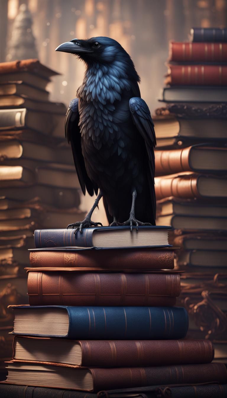 Raven on Books: Detailed Matte Painting
