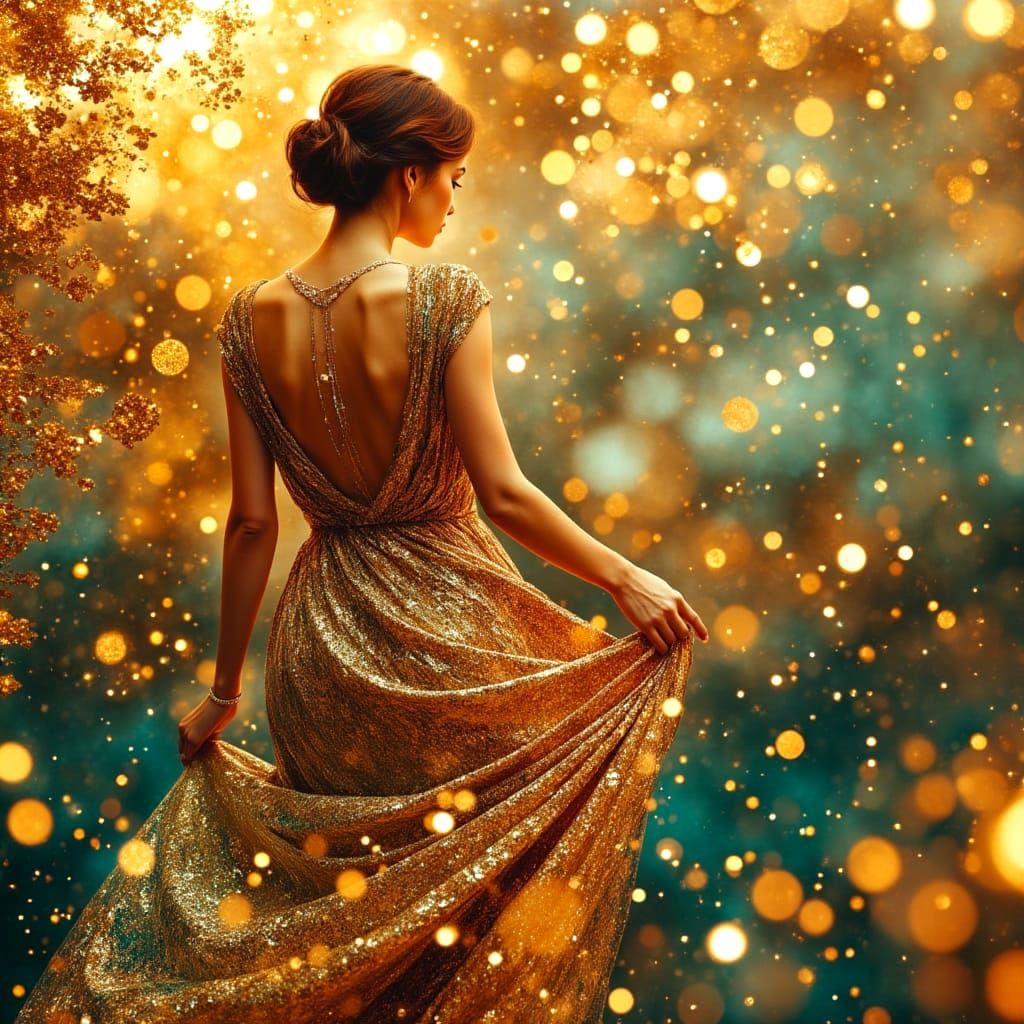 Ethereal Klimt-Inspired Goddess in Soft, Art Nouveau-Influen...