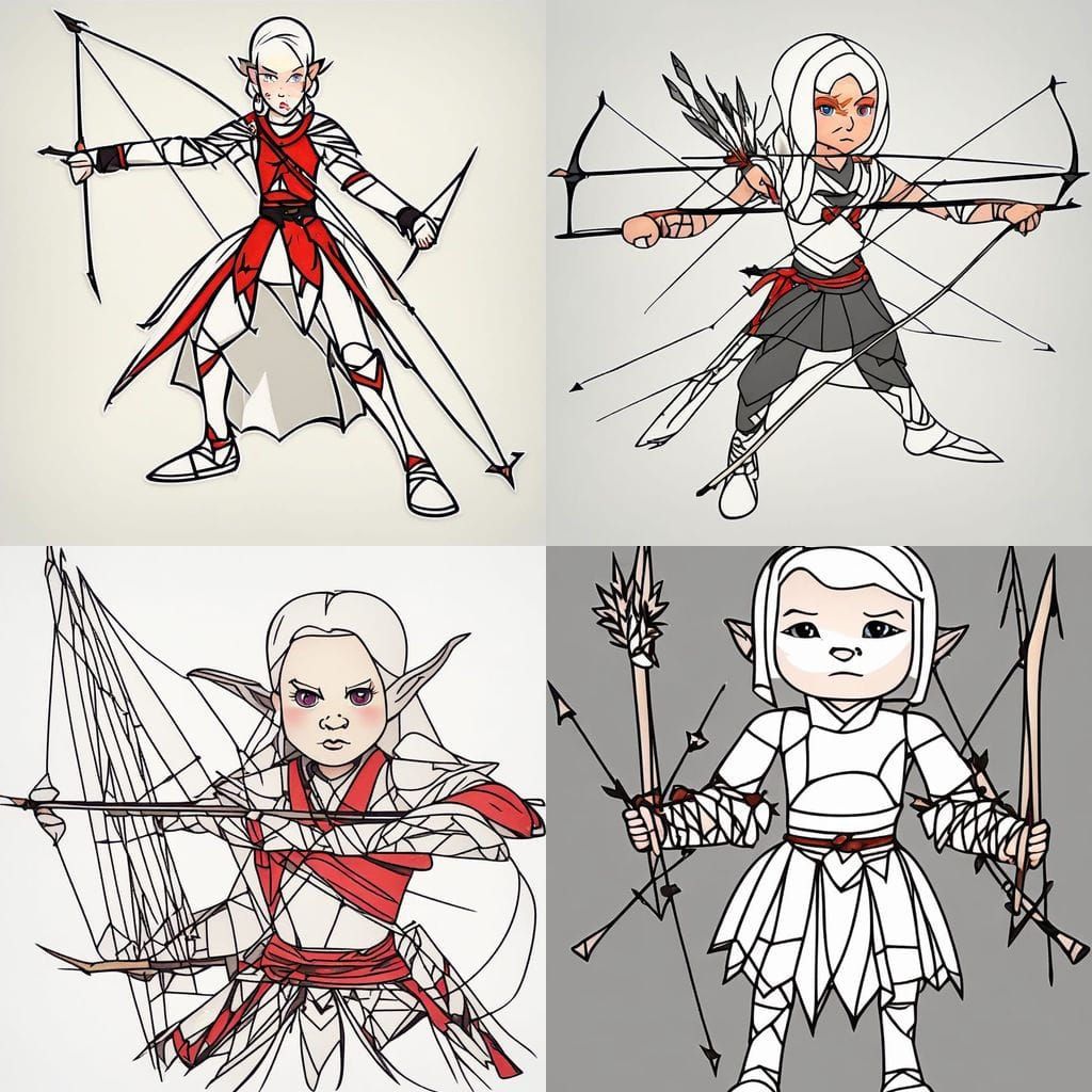 Ethereal Elf Princess with Red Eyes and Bow