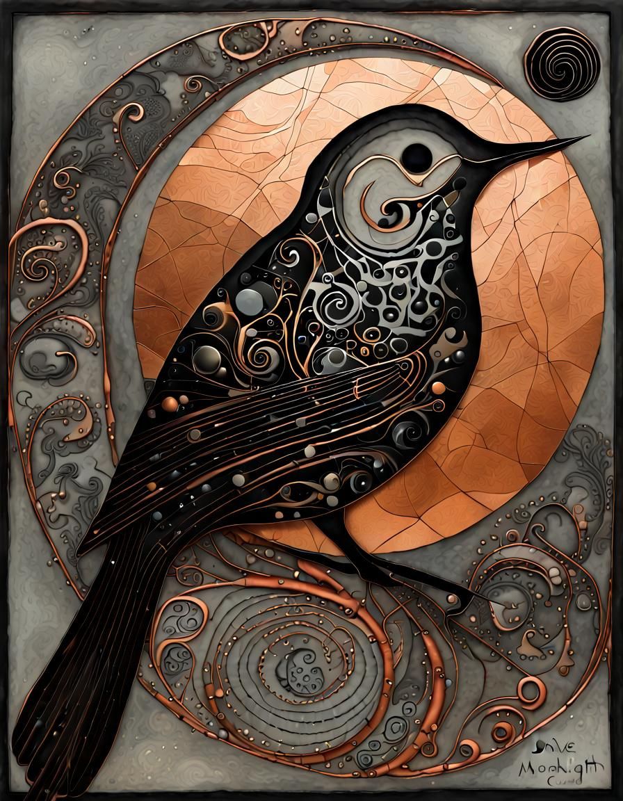 Bioluminescent Bird in Abstract Geometric Style