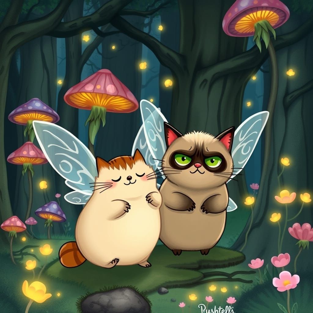 Whimsical Fairy Friends in a Dreamlike Fantasy Forest