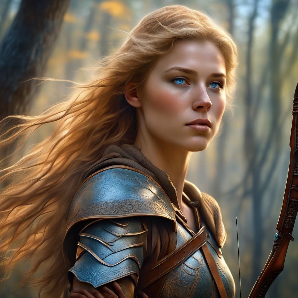 Young Archer in Misty Forest, Digital Matte Painting