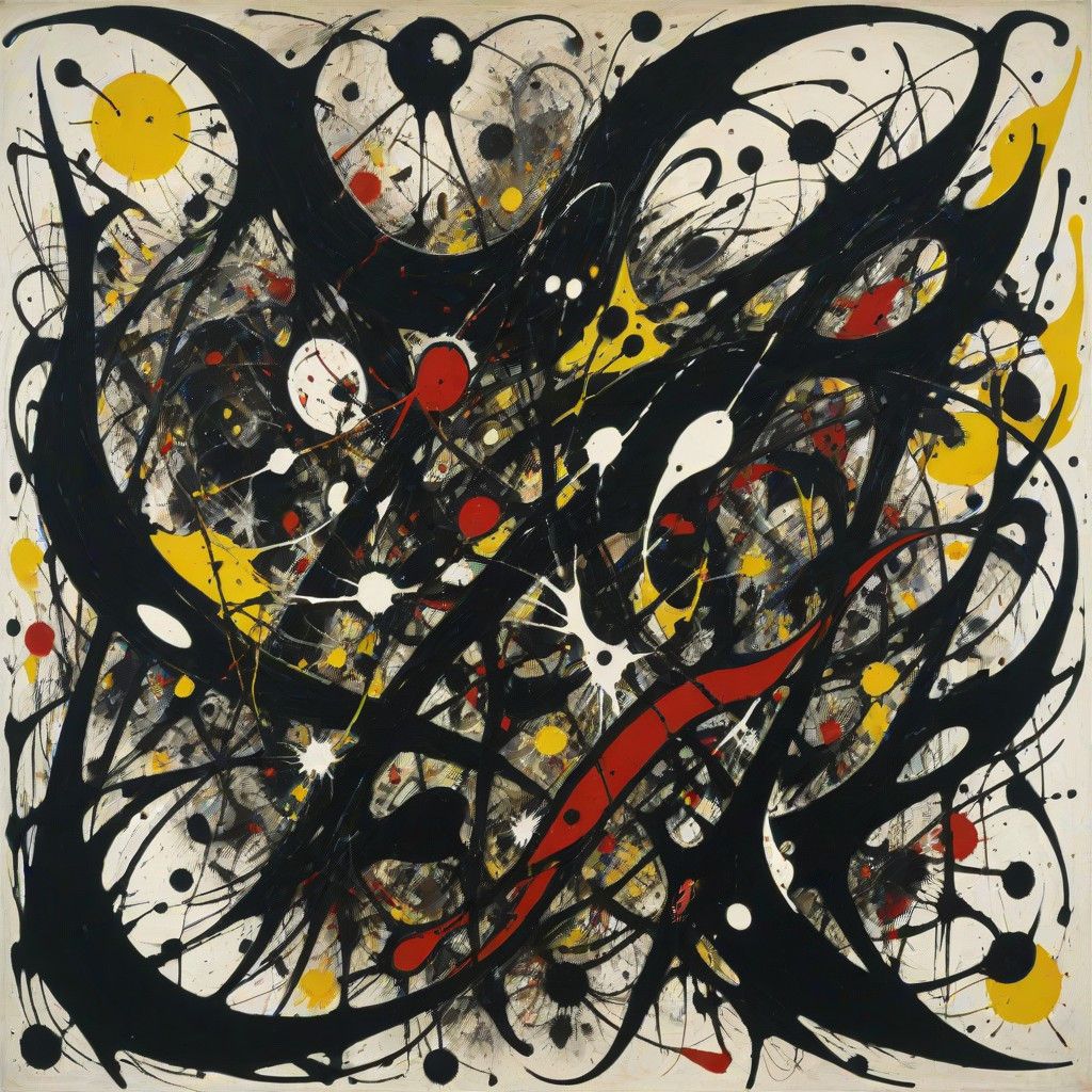 Dark Surrealist Landscape in Splattered Oil Paint Style