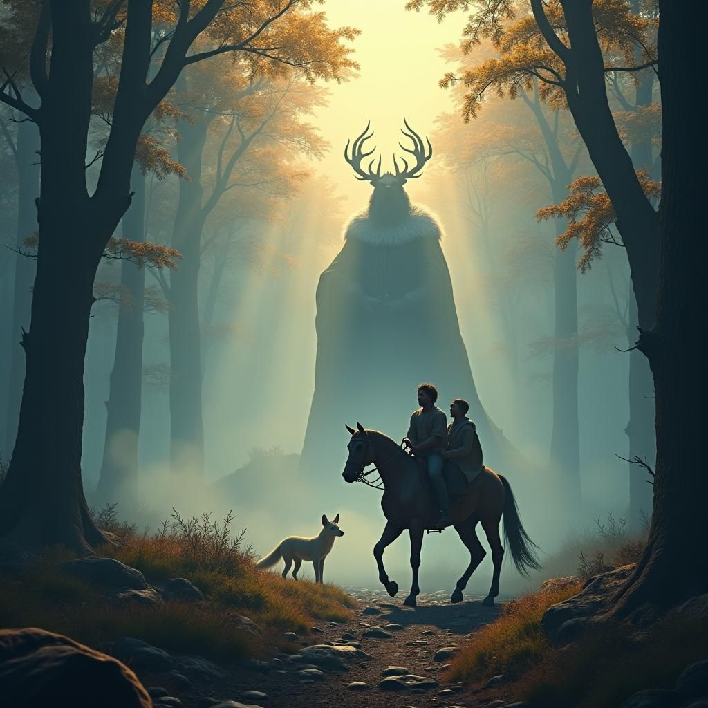 Father and Son Ride Through Mystical Forest