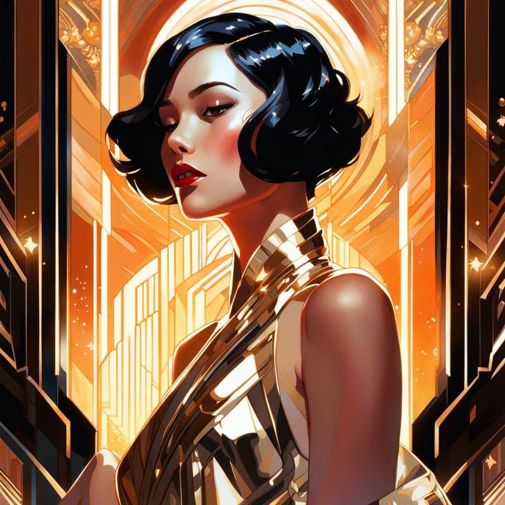Glamorous Art Deco Illustration with Luminescent Details
