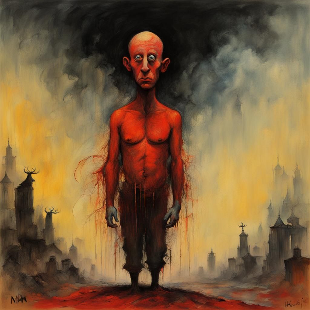 Surreal Nian Gouache Painting in Maximalist Style