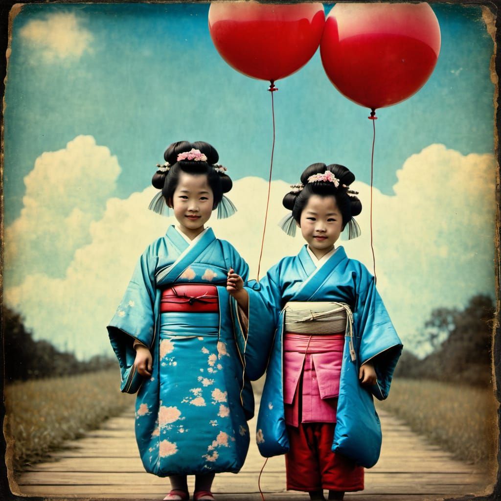 Japanese girls with balloons