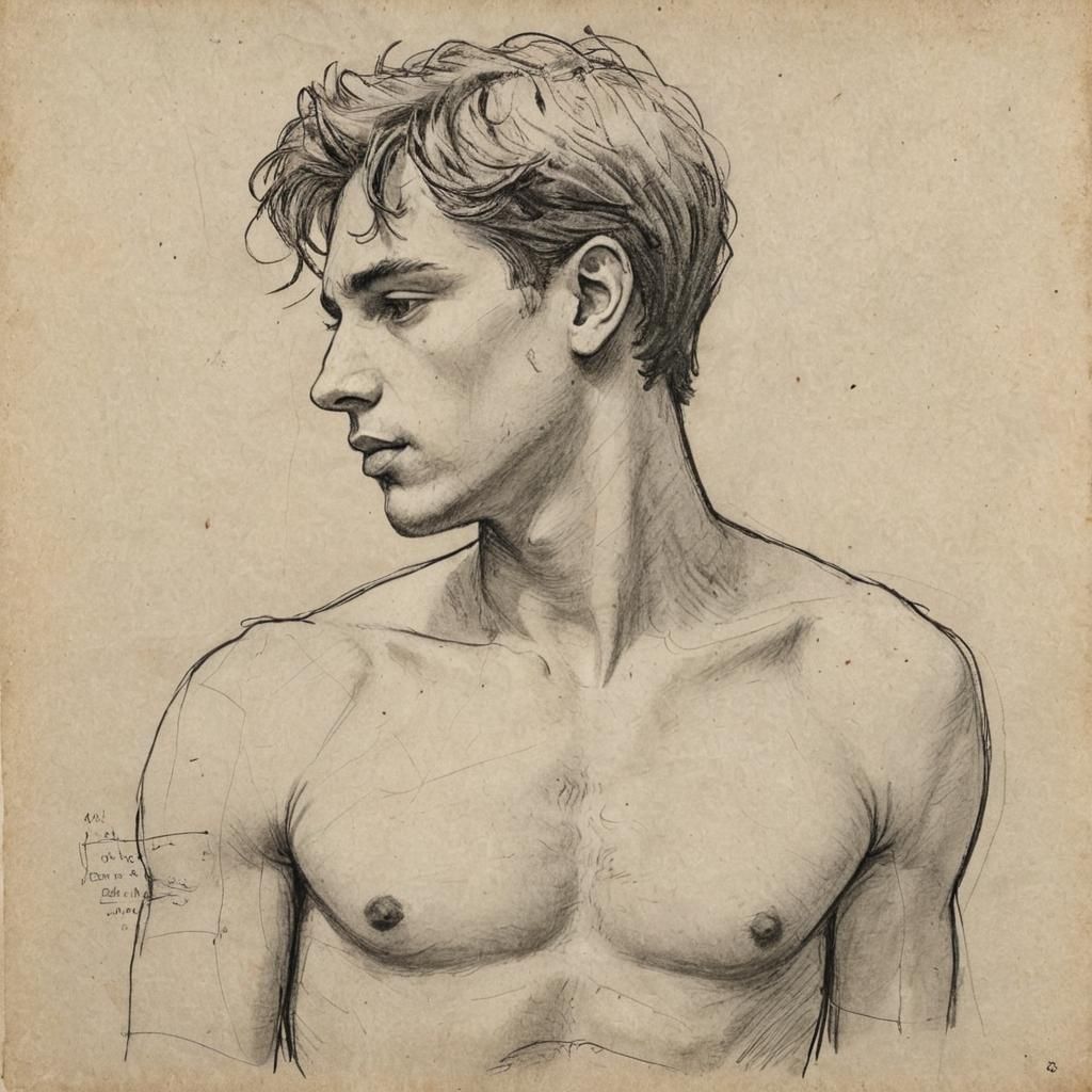 Charcoal Drawing of a Young Man in Kentridge Style