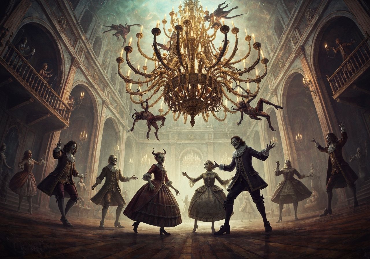 Demonic New Year's Ball in Opulent Ballroom