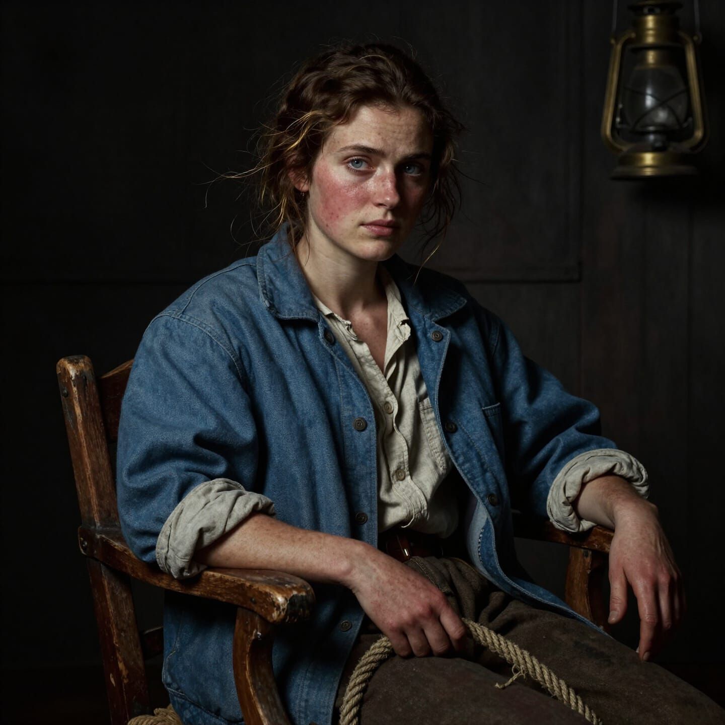 Chiaroscuro Portrait of a Young Woman with Rope