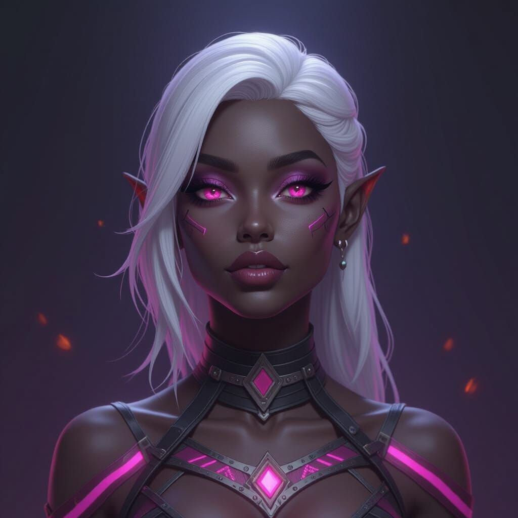 Muscle-Bound Drow Warrior in Dramatic Splash Art Style