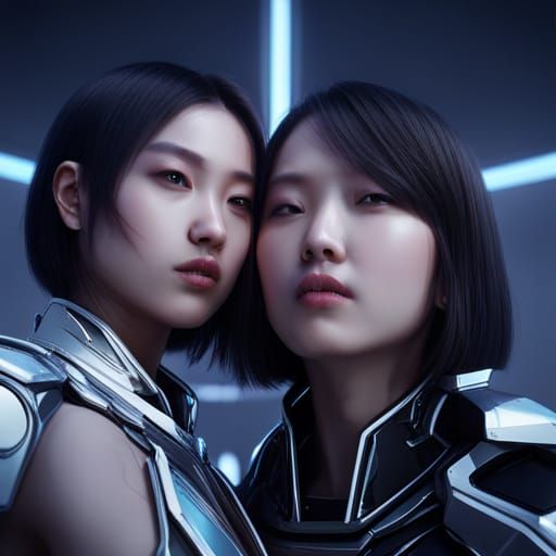 Futuristic Sci-Fi Kiss with Intricate Mech Details