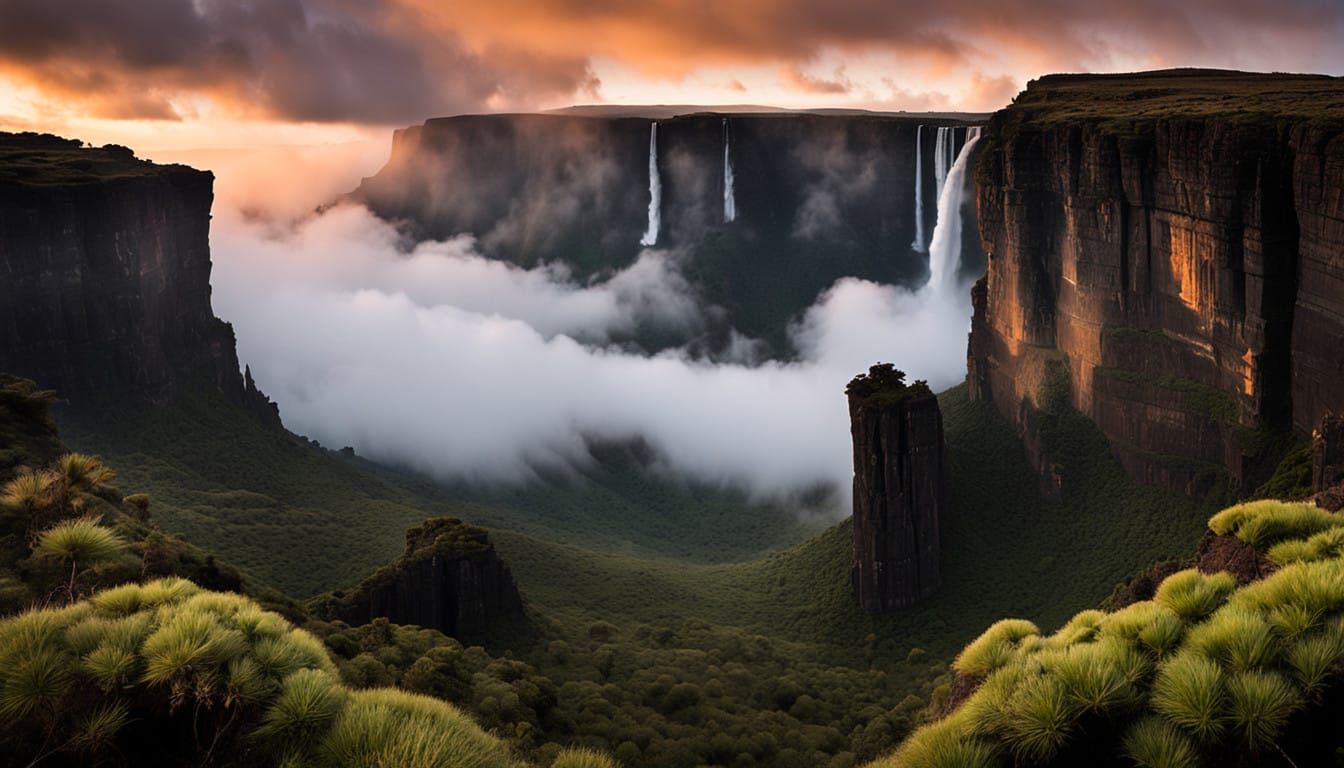 Tabletop Summit of Mount Roraima in Ethereal Mists