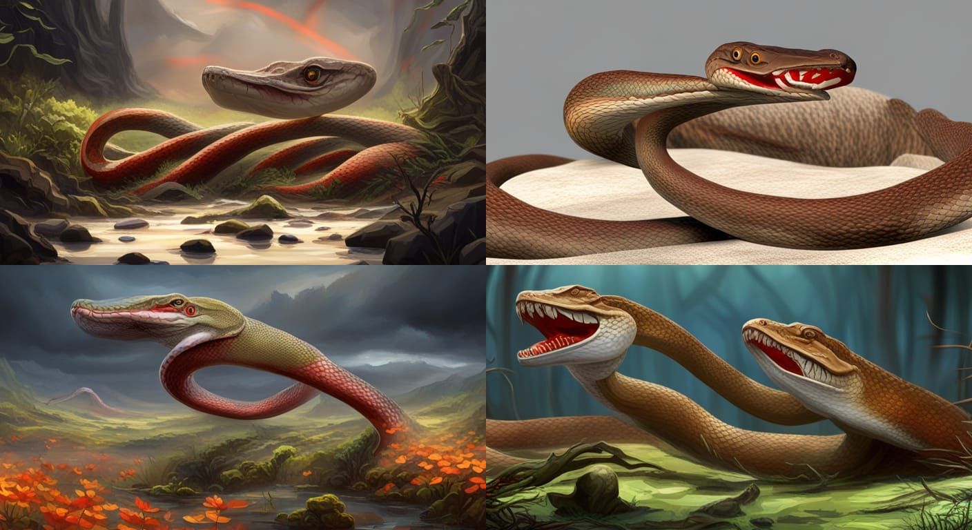 Striking Snake in Swamp, Dark Fantasy Concept Art