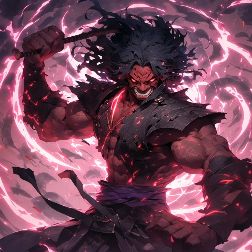 Ominous Demon Slayer Portrait with Runic Magic