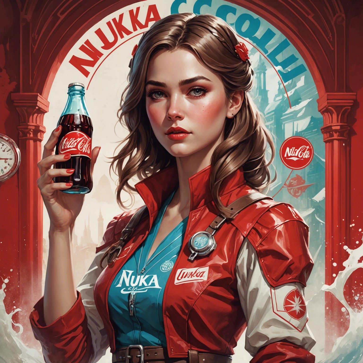 Nuka Cola Girl Manga Portrait in Vintage Style