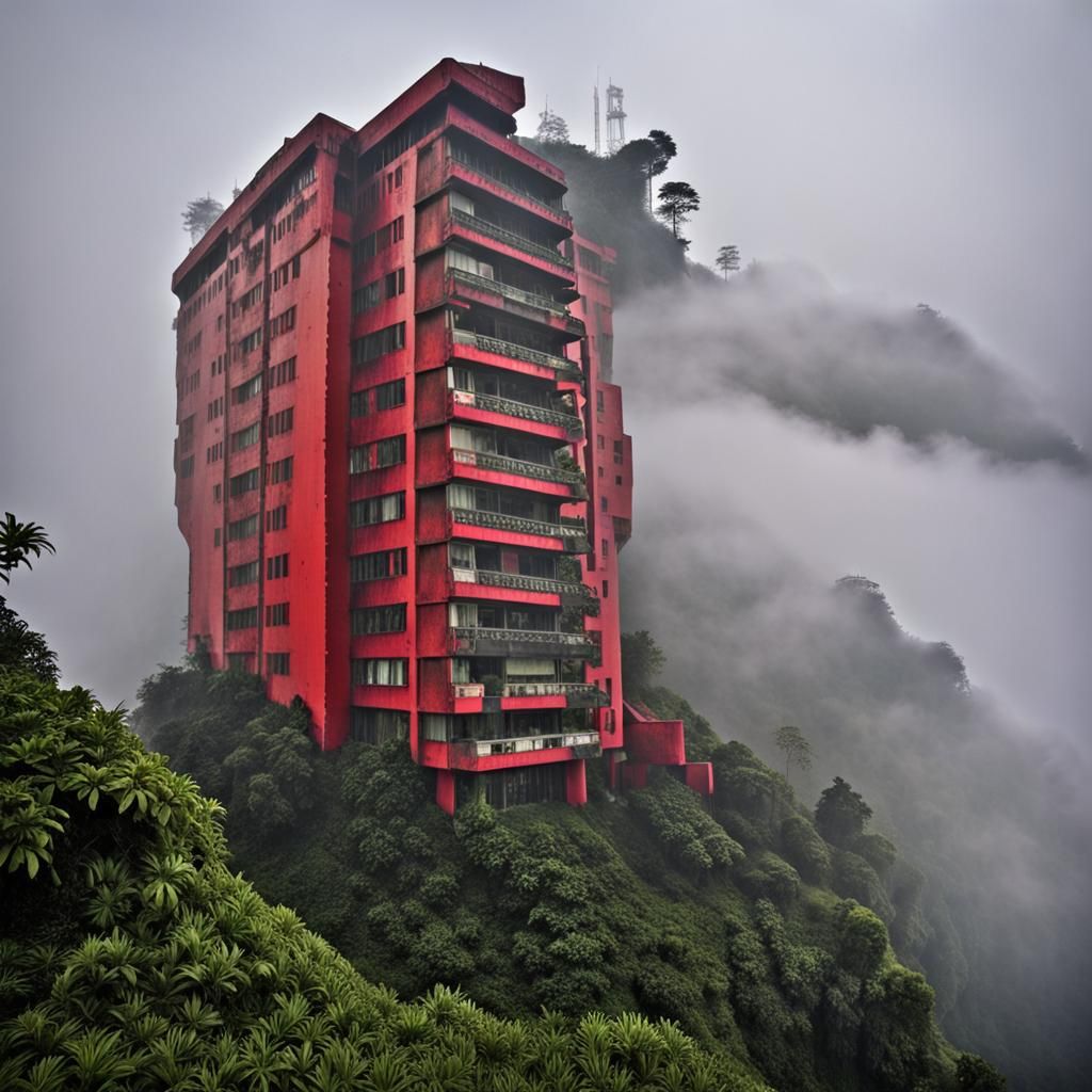 Eerie Abandoned Hotel Perched Atop Misty Mountain