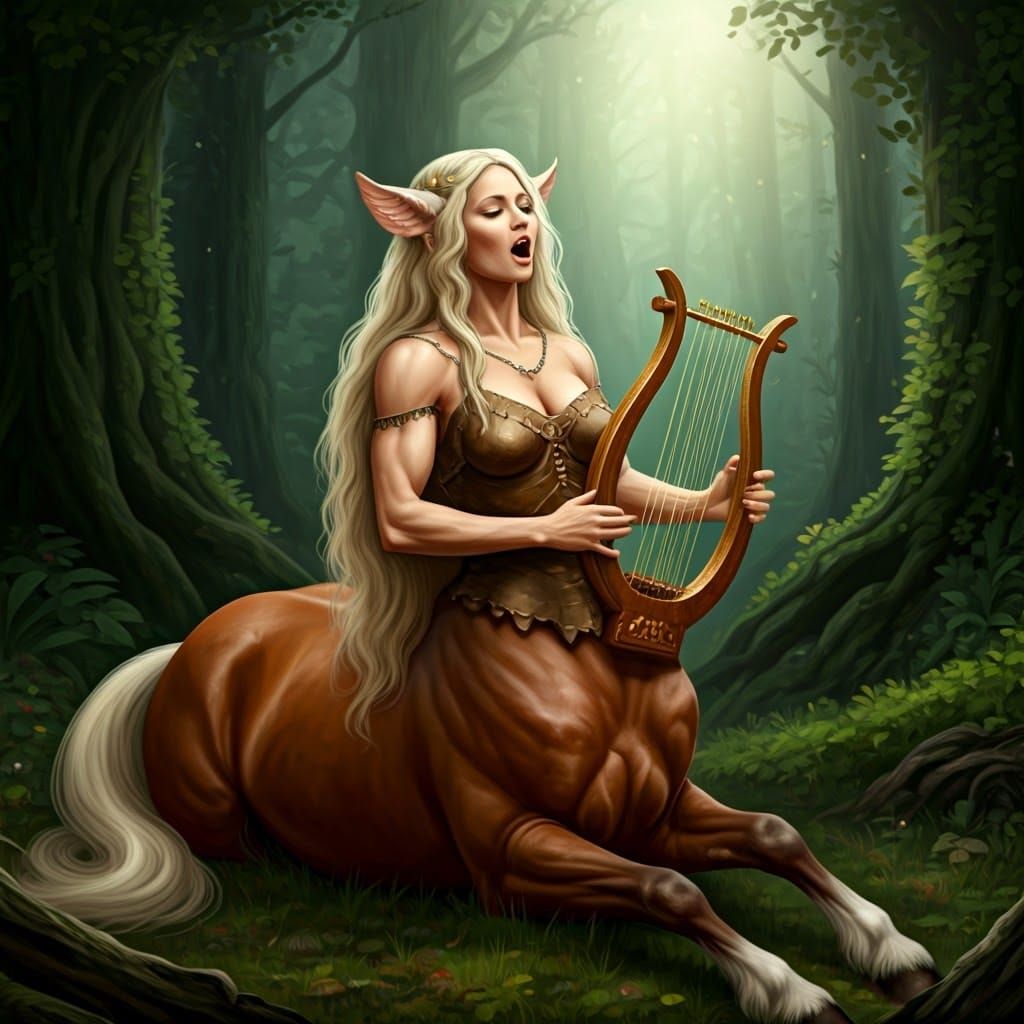 Centaur's Lyre Song in Emerald Forest Light