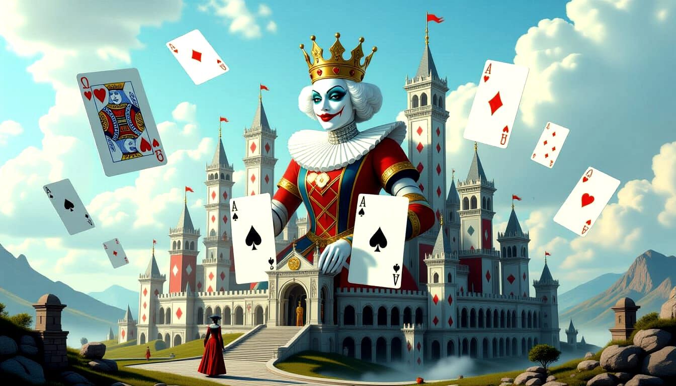Surreal Card City Ruled by Queen of Hearts