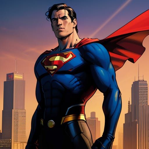 Epic Superman Hero in Classic Comic Book Style