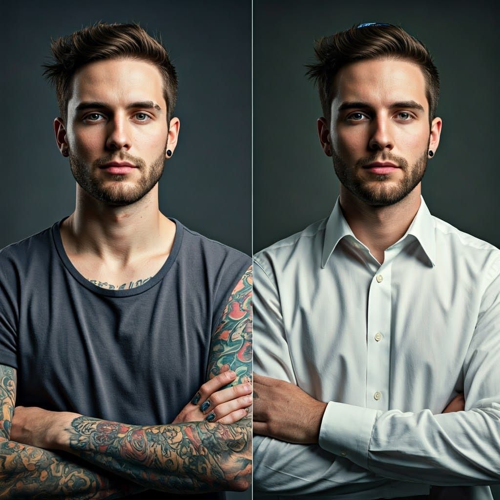 Dramatic Life Transformation in Photorealistic Portraits