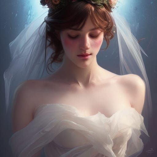 Intricate Portrait of Bride in Volumetric Lighting