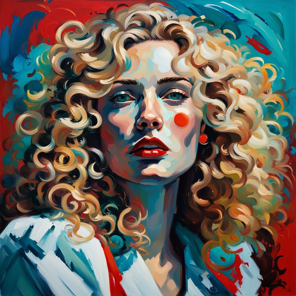 Fauvist Portrait of Blonde Woman Smoking