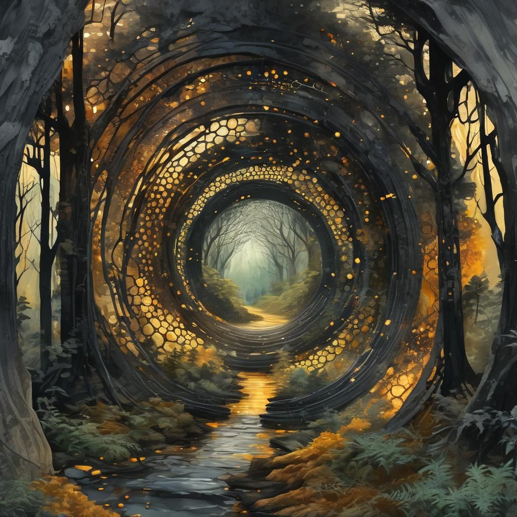 Surreal Vortex Gateway in Art Nouveau Style