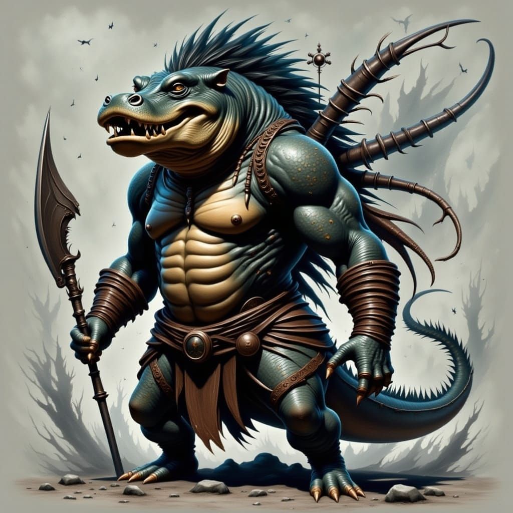 Gothic Dieselpunk Warrior Stance in Cursed Epic Sci Fi